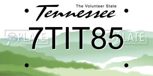 7TIT85 Tennessee License Plate