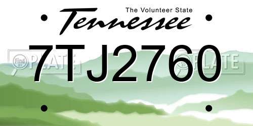 7TJ2760 Tennessee License Plate