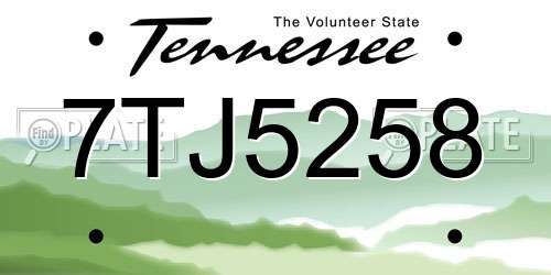 7TJ5258 Tennessee License Plate
