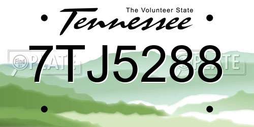 7TJ5288 Tennessee License Plate