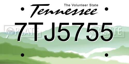 7TJ5755 Tennessee License Plate