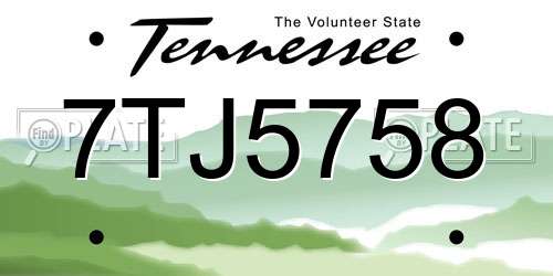 7TJ5758 Tennessee License Plate