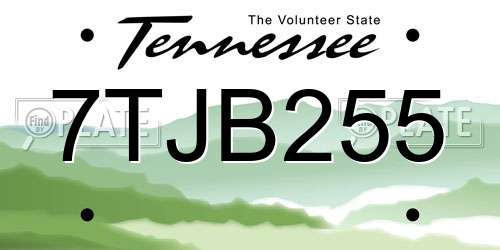 7TJB255 Tennessee License Plate