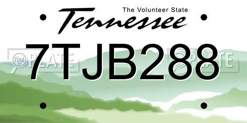 7TJB288 Tennessee License Plate