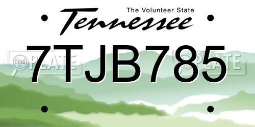 7TJB785 Tennessee License Plate