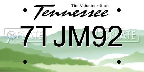 7TJM92 Tennessee License Plate