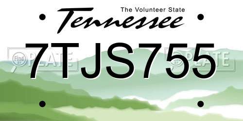 7TJS755 Tennessee License Plate