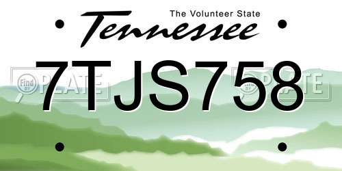 7TJS758 Tennessee License Plate