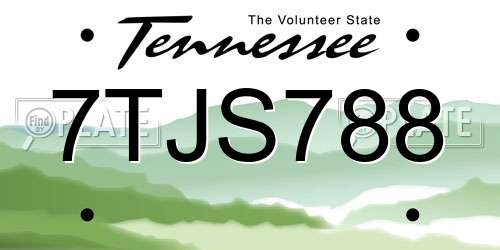 7TJS788 Tennessee License Plate