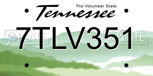 7TLV351 Tennessee License Plate