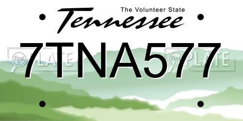 7TNA577 Tennessee License Plate