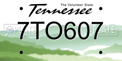 7TO607 Tennessee License Plate