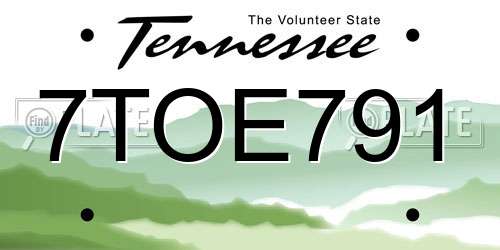 7TOE791 Tennessee License Plate