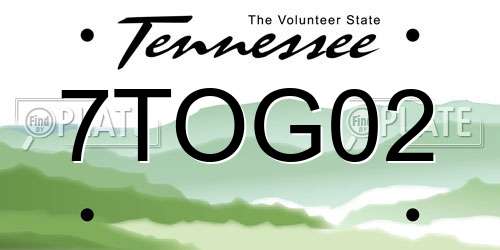 7TOG02 Tennessee License Plate