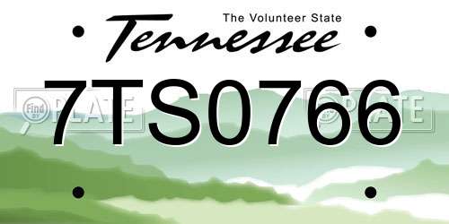 7TS0766 Tennessee License Plate