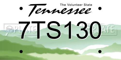 7TS130 Tennessee License Plate