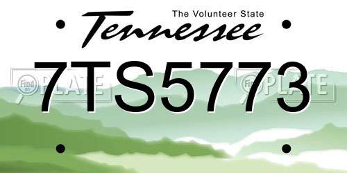 7TS5773 Tennessee License Plate