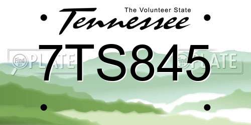 7TS845 Tennessee License Plate