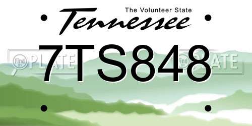 7TS848 Tennessee License Plate