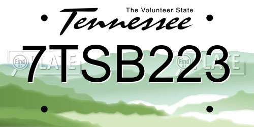 7TSB223 Tennessee License Plate