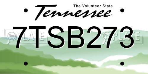 7TSB273 Tennessee License Plate