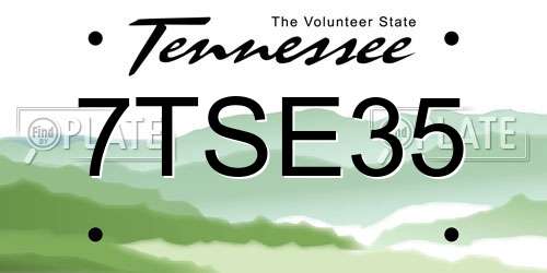 7TSE35 Tennessee License Plate
