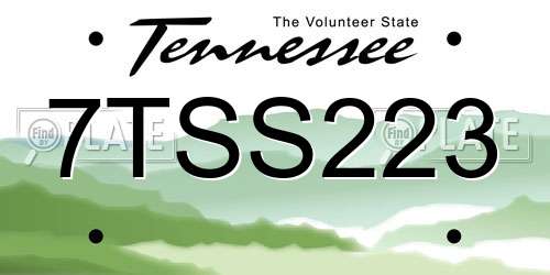 7TSS223 Tennessee License Plate