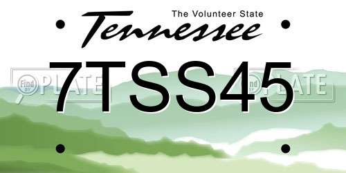 7TSS45 Tennessee License Plate