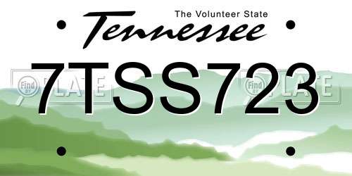 7TSS723 Tennessee License Plate