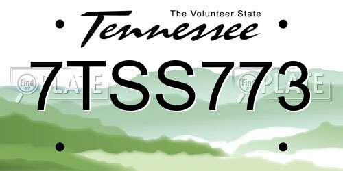 7TSS773 Tennessee License Plate