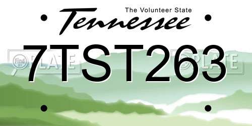 7TST263 Tennessee License Plate