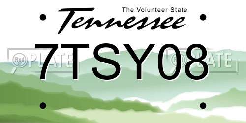 7TSY08 Tennessee License Plate