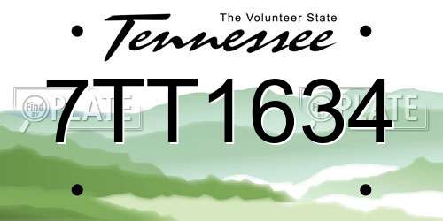 7TT1634 Tennessee License Plate