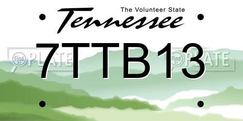 7TTB13 Tennessee License Plate
