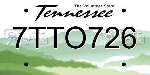 7TTO726 Tennessee License Plate