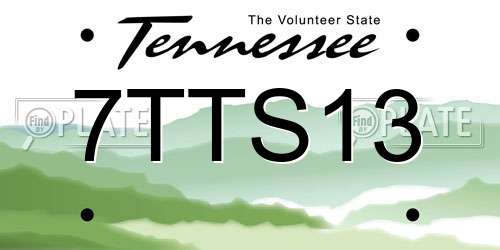 7TTS13 Tennessee License Plate