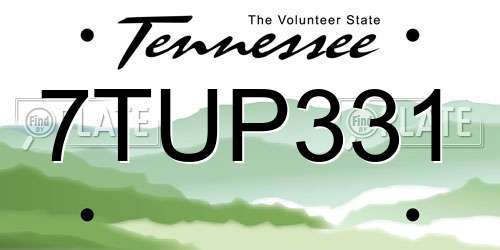 7TUP331 Tennessee License Plate
