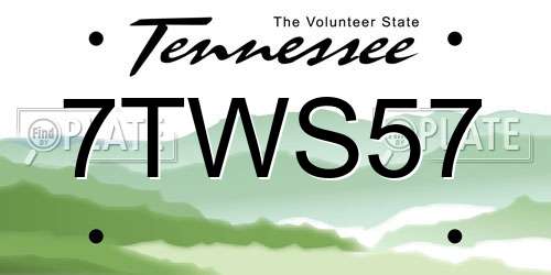 7TWS57 Tennessee License Plate