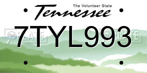 7TYL993 Tennessee License Plate