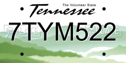 7TYM522 Tennessee License Plate