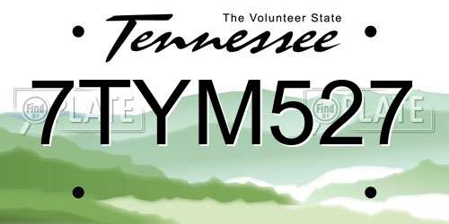 7TYM527 Tennessee License Plate
