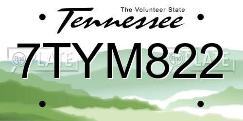 7TYM822 Tennessee License Plate