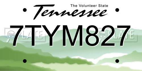 7TYM827 Tennessee License Plate