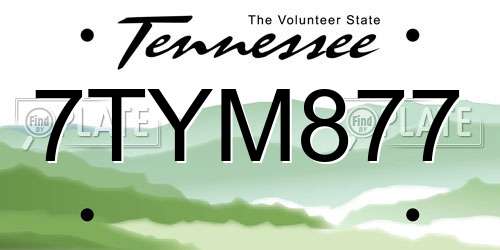 7TYM877 Tennessee License Plate