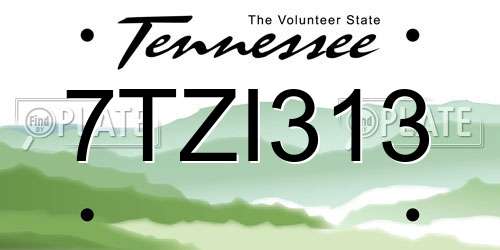 7TZI313 Tennessee License Plate