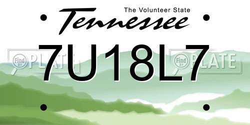 7U18L7 Tennessee License Plate