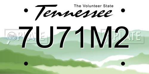 7U71M2 Tennessee License Plate