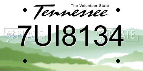 7UI8134 Tennessee License Plate