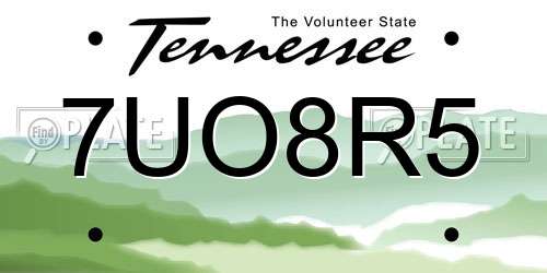 7UO8R5 Tennessee License Plate