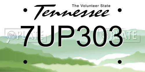 7UP303 Tennessee License Plate